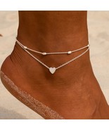 Summer Fashion Beach Round Beads Simple Heart Pendant Anklet Gift For Wo... - $6.19
