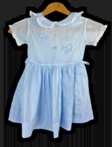 1950s Dress Little Girl Blue Peter Pan Collar Butterfly Applique 4 / 5 V... - $1,673.81 MXN