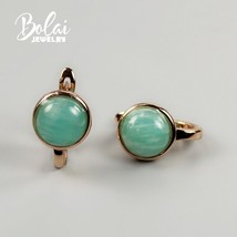 bolai jewelry,Natural amazonite round 8.0mm earrings, 925 sterling silver,the be - £36.60 GBP