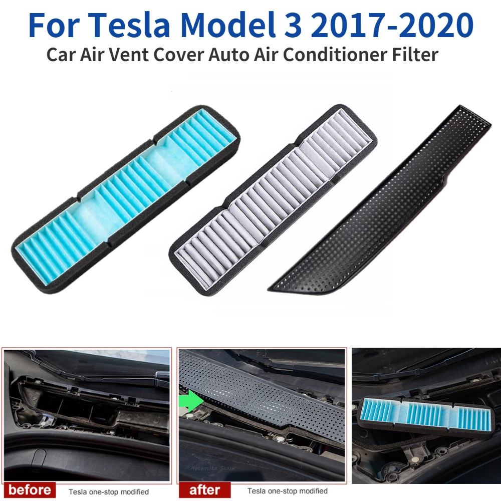Car air flow vent cover trim for tesla model 3 2017 2020 air filter accessories anti thumb200