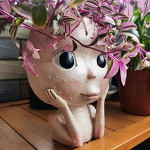 Grmjca Face Flower Pot Head Planters Pot, Cute Face Head Resin Cactus Planter - £33.43 GBP