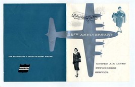 United Airlines Stewardess 25th Anniversary of Service Menu 1955 - £198.95 GBP