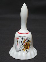 Vintage WESTMORELAND 5.25&quot; Glass Bell Hand Painted Playing Cards On Milk... - $10.87