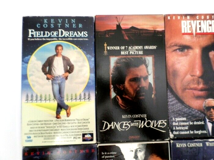 Primary image for Lot of 7 Kevin Costner VHS Movies Field of Dreams Thirteen Days The Bodyguard...