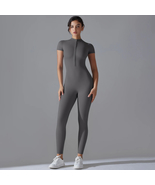 Yoga Set Women&#39;s Jumpsuit One-Piece Suit Zipper Short Sleeve Gym Push Up... - $30.29