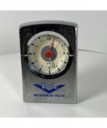 Vintage Milwaukee Valve Desk Clock Small Stainless Logo New Battery - $31.35 CAD