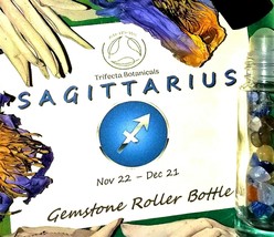 SAGITTARIUS Zodiac Roller Bottle Crystal Set Essential Oil Astrology Wic... - £8.02 GBP