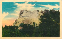 Linen Postcard SD C962 Mt Rushmore National Shrine of Democracy Black Hills 1957 - $8.42