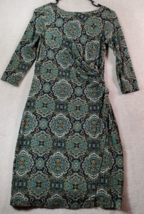 Talbots Shift Dress Womens Petite Small Green Geo Print Long Sleeve Roun... - £21.10 GBP