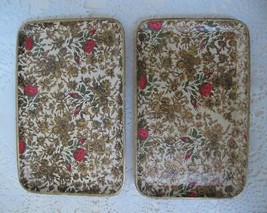 Vtg  Highmount Paper Mache Mini Cocktail Bar Trays Gold Red 8x5 Floral J... - £11.79 GBP