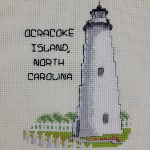 Primary image for Lighthouse Embroidery Finished Coastal Core NC Ocracoke Island Cottage EVC