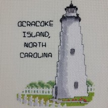 Lighthouse Embroidery Finished Coastal Core NC Ocracoke Island Cottage EVC - $9.95