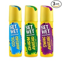 SET WET Deodorant Spray Perfume Cool, Charm &amp; Swag  for men, 150ml (Pack of 3) - £30.67 GBP