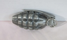 Vintage Hand Grenade Shaped Pewter Belt Buckle; Unbranded - £17.02 GBP