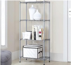 Adjustable 4 Tier Metal Storage Rack Shelves Kitchen Storage Home Standing - £42.45 GBP