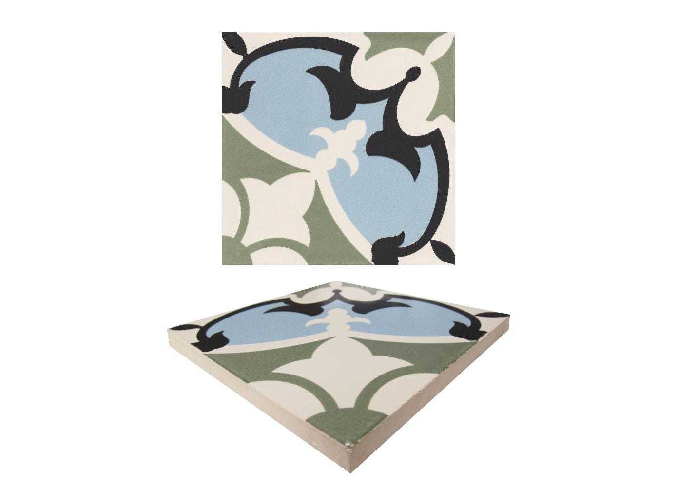 Mexican Ceramic Floor Tile Handcrafted  - CT28 - 8&quot;x8&quot; - $199.00