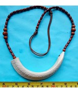 Wild boar Sus scrofa tusk necklace tribal Filipino handmade beads - $92.29 CAD