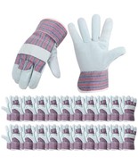 24 Pairs of Work Gloves Cotton Leather Gloves Safety Cuff Gardening Work... - $345.96 CAD