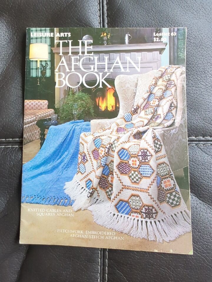 The Afghan Book Crochet & Knitting 1975 Leaflet 15 designs Leisure Arts 63 - $12.34