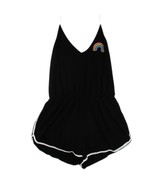 Women L Black Rainbow Tie Neck Shorts Romper Cotton Spandex - $13.51 CAD