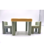 Vintage Little Tikes Dollhouse Sized Table and 2 Green Chairs with Table - $21.78