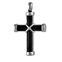 Stainless Steel Elegant Black Cross Funeral Cremation Urn Memorial Pendant - $99.99