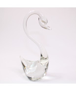 Vintage ACC Hand Made Crystal Clear Glass Swan Bird Figurine Made In Taiwan - $199.45 MXN