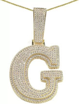 4Ct Lab Created Diamond Initial Letter G Pendant 14K Yellow Gold Plated 2&quot;in - £230.63 GBP