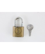 Vintage 50s Slaymaker Cylinder Brass Steel Pad Lock with Key USA Gold Small - $40.27 CAD