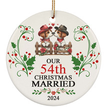 Our 54th Years Christmas Married Ornament Gift 54 Anniversary &amp; Cute Dog Couple - £11.90 GBP