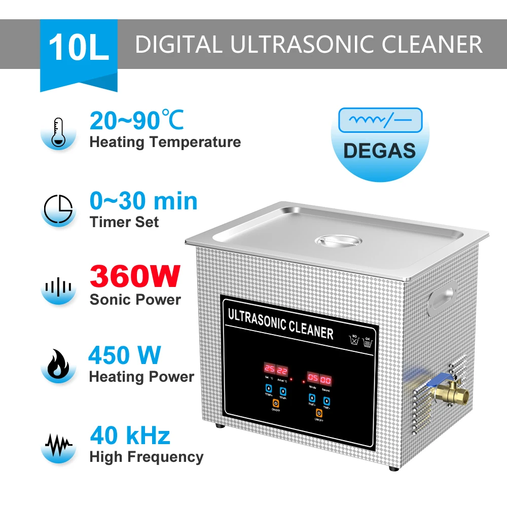 10L 240W/300W/360W Ultrasonic Cleaner With Basket Portable Washing Machine - £200.65 GBP+