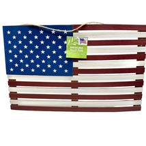 Americana Pallet Flag Wall Hanging 21.65 x 13.38 in Rope Hanger Patriotic NWT - £11.15 GBP