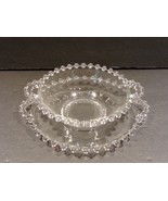 Imperial Candlewick Double Handled Beaded Bowl &amp; Plate Clear Glass - $22.48