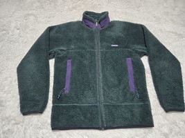 Vintage Patagonia Jacket Mens M Green Purple Deep Pile Fleece 90s Mesh L... - £73.48 GBP