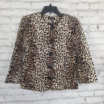 Notations Jacket Womens Small Animal Print 3/4 Sleeve Button Up Pockets - £19.66 GBP