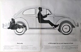 Volkswagen Beetle Dual Ad much legroom 1964 Vintage Print Ad - $9.74