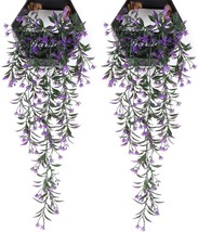 Christmas Artificial Flowers Vine Plastic Hanging Ivy Plants Fake, Purple 2 Pack - £23.87 GBP