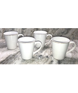 Royal Norfolk White Stoneware Coffee Mugs Dinnerware Cups W Gold Edge-Se... - £47.24 GBP