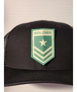 SOLDIER Patched Black Mesh Low Profile Snapback Trucker Hat - $515.31 MXN