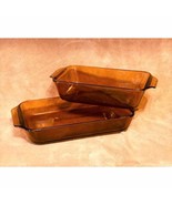 Vintage Anchor Hocking/Fireking Amber Baking Dish Set (1 Qt &amp; 1.5 Qt) - $21.78