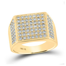 10kt Yellow Gold Mens Round Diamond Square Ring 1-1/2 Cttw - £1,502.43 GBP