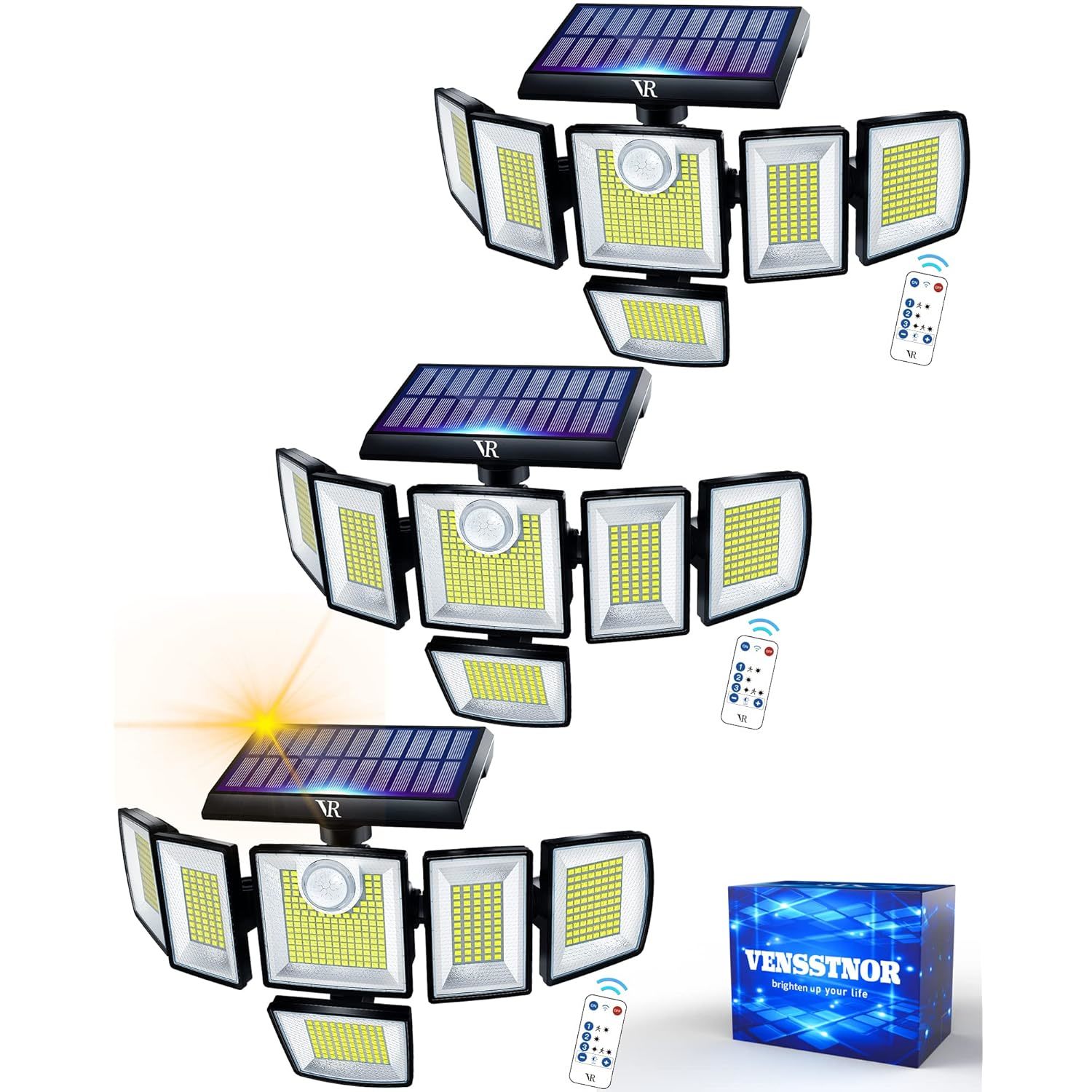 Solar Motion Sensor Flood Lights Outdoor - 496Leds 3500Lm 3 Lighting Modes 3 Lev