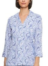 Lauren Ralph Lauren Women&#39;s Notch Collar Knit Pajama TOP ONLY- Blue XS - $29.70