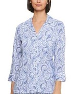 Lauren Ralph Lauren Women&#39;s Notch Collar Knit Pajama TOP Blue, XS - $23.76