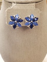 Vintage Staret Star Earrings Screw Back 1920-40 Flower Beautiful Blues - £20.55 GBP