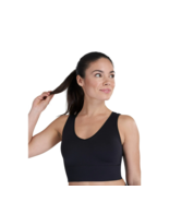 SPANX Sz M Lamn Seamless Crop Top Stretch Black Sports Bra Bralette Tank - $20.00