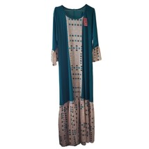 Beautiful Maxi Green Abaya Dress with Design and Flutter Sleeves - $62.79