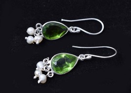 925 Argento Sterling Gemma Peridoto a Mano Donna Regalo Festa Orecchini ES-1429 - £31.36 GBP