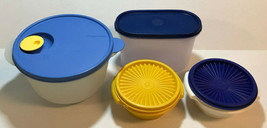 Lot of 4 TUPPERWARE Storage Containers with Lids Servalier Bowls Salad - £9.38 GBP
