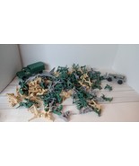 Large Lot Of Plastic Green And Beige Ay Men With Vehicle Made in China - $6.83